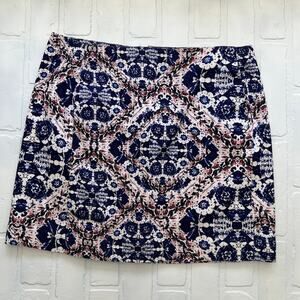 Joe Fresh Women's Tapestry Blue Indigo Floral Stretch Mini Skirt - sz 8